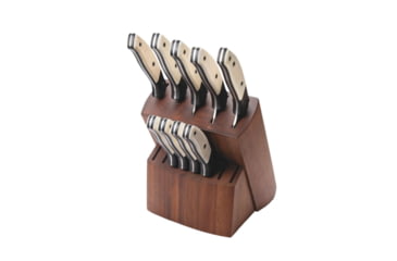 Image of Bear &amp; Son Cutlery Bear &amp; Son 10 Piece Block Set Fixed Kitchen Knives White Smooth Bone with Walnut Block, WSBBLOCKSET