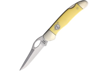 Image of Bear &amp; Son Cutlery Yellow Delrin Locking Cowhand Folding Knife, 4.25in Closed, 3.25in, 1095 Carbon Steel, Satin Blade, Yellow Delrin Handle, C3150L