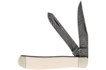 Image of Bear &amp; Son Cutlery Mini Trapper Mastodon Ivory Folding Knife,Damascus Steel,Standard Edge,Clip and Spey,Ivory Handle BCIV07D