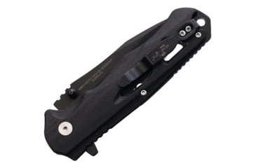 Image of Bear &amp; Son Cutlery Rancor II Black Folding Knife, 4.38in Closed, 2.88in Black Partially Serrated S35VN Stainless Modified Drop Point Blade, Black G10 Handle, MC-400-B4-BS35SR