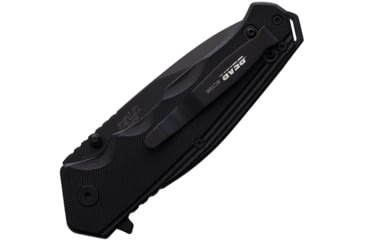 Image of Bear &amp; Son Cutlery Sideliner Black G10 Folding Knife, 4.5in Closed, 3.5in Black Finish Partially Serrated Stainless Steel Blade, Black G10 Handle, 61129