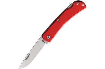 Image of Bear &amp; Son Cutlery Small Farmhand Folding Knife, 3.63in Closed, 2.63in, High Carbon Stainless Steel, Satin Blade, Red Aluminum Handle, 137LRD