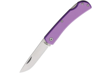 Image of Bear &amp; Son Cutlery Small Farmhand Folding Knife, 3.63in Closed, 2.63in, High Carbon Stainless Steel, Satin Blade, Purple Aluminum Handle, 137LPL