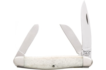 Image of Bear &amp; Son Cutlery Stockman White Smooth Bone Folding Knife, Satin 440 SS Clip, Sheepsfoot, Spey Blades, White Smooth Bone Handle, WSB18