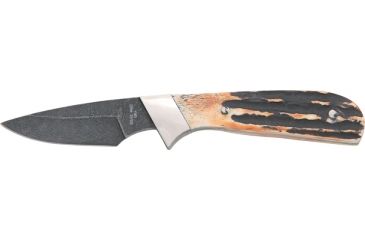 Image of Bear &amp; Son Invincible Skinner Fixed Blade Knife, damascus Steel Drop Point Blade, India Stag Bone Handle BC582D