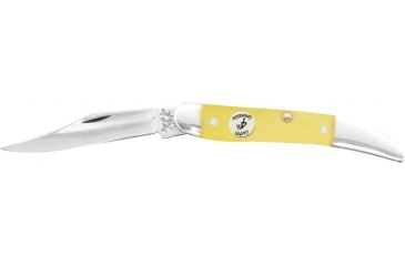 Image of Bear &amp; Son Little Toothpick Fold Knife, High-polished 1095 Carbon Steel long clip Blade, Smooth yellow delrin Handle BCC31931