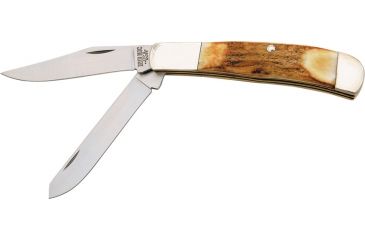 Image of Bear &amp; Son Trapper Stag Fold Knife, High Carbon SS clip and spey Blade, India Stag Bone Handle BC554