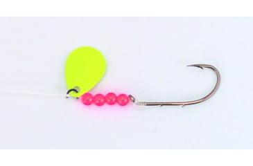 Image of BearPaw Flicker Snelled Hook, Baitholder, Fluorescent Yellow Spinner, 8in Mono, Bronze, Size 6, 6 per Pack, FYBH-6