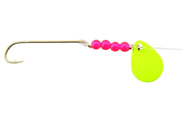 Image of BearPaw Flicker Snelled Hook, Long Shank, 8in Mono, Gold Fluorescent Yellow Spinner, Size 2, 6 per Pack, FYLS-2
