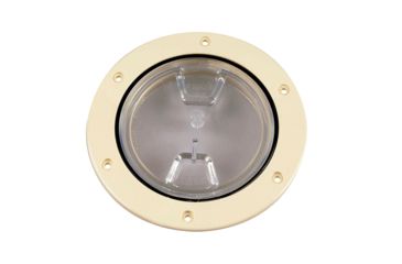 Image of Beckson Marine 4" Clear Center Screw-Out Deck Plate - Beige 46420