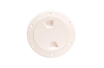 Image of Beckson Marine 4" Smooth Center Screw-Out Deck Plate - Beige 46416