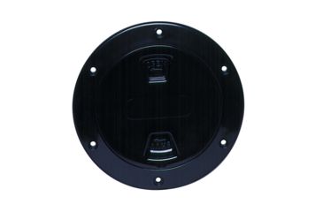 Image of Beckson Marine 4" Smooth Center Screw-Out Deck Plate - Black 46417