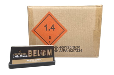 Image of Belom 7.62x39mm 123 Grain Full Metal Jacket Brass Cased Centerfire Rifle Ammo, 480 Rounds, 860611068185
