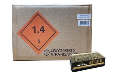 Image of Belom 9x19mm 124 Grain Full Metal Jacket Brass Cased Centerfire Pistol Ammo, 1000 Rounds, 8606110608178