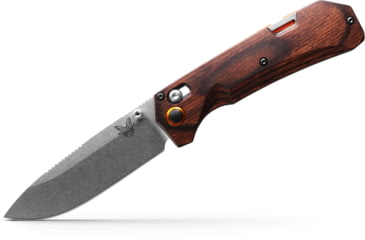 Image of Benchmade Hunt Grizzly Creek Hunting Folding Knife, 3.49 in, CPM-S30V Steel, Drop Point Blade, Stabilized Wood, Brown Handle 15062
