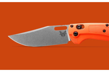 Image of Benchmade Hunt Taggedout Folding Knife, 3.5 in, CPM-154, Drop Point Blade, Grivory, Orange Handle, Reversible Tip-Up, 15535
