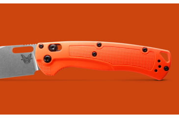 Image of Benchmade Hunt Taggedout Folding Knife, 3.5 in, CPM-154, Drop Point Blade, Grivory, Orange Handle, Reversible Tip-Up, 15535