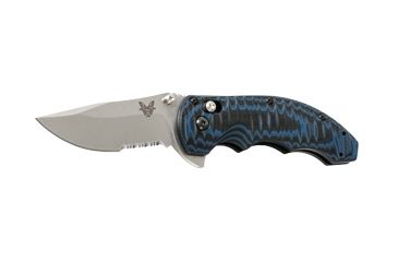 Image of Benchmade 300-1 Axis Flipper Folding Knife, ComboEdge/ Blue and Black G10 Handles 300S-1
