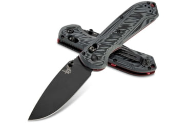 Image of Benchmade Mini Freek Folding Knife, 3 in, CPM-M4 Steel, Drop Point Blade, Everyday Carry, G10, Black/Gray/Red Handle, 565BK-02