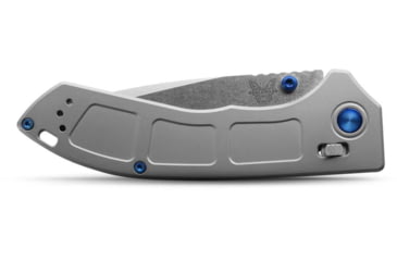 Image of Benchmade 748 Narrows Folding Knife, 3.43in, M390 58-61HRC, Plain Drop Point, Raw Titanium, 748