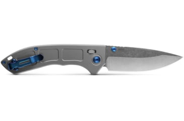 Image of Benchmade 748 Narrows Folding Knife, 3.43in, M390 58-61HRC, Plain Drop Point, Raw Titanium, 748