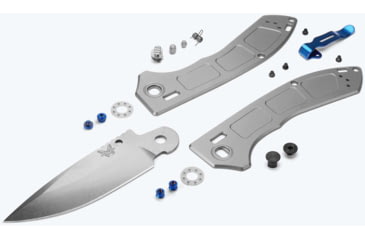 Image of Benchmade 748 Narrows Folding Knife, 3.43in, M390 58-61HRC, Plain Drop Point, Raw Titanium, 748
