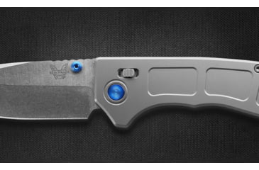 Image of Benchmade 748 Narrows Folding Knife, 3.43in, M390 58-61HRC, Plain Drop Point, Raw Titanium, 748