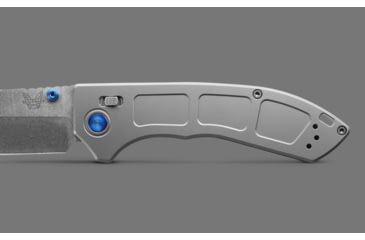 Image of Benchmade 748 Narrows Folding Knife, 3.43in, M390 58-61HRC, Plain Drop Point, Raw Titanium, 748