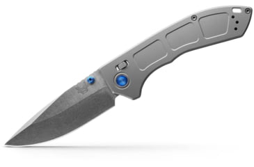 Image of Benchmade 748 Narrows Folding Knife, 3.43in, M390 58-61HRC, Plain Drop Point, Raw Titanium, 748