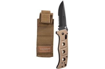 Image of Benchmade Adamas Auto Folding Knife, Black Partially Serrated Blade, Sand G10 Handle 2750SBKSN