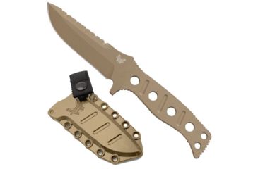 Image of Benchmade Adamas Fixed Blade Knife, Plain Edge, Desert Sand Blade, Sand Sheath 375SN