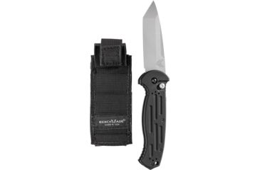 Image of Benchmade AFO II Push Button Tanto Knife, Plain Edge, Satin Blade 9052