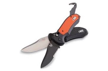 Image of Benchmade Auto Triage, ComboEdge/ Black Coated Blade/ Black Aluminum Handles with Black G10 Inlays 9160SBK