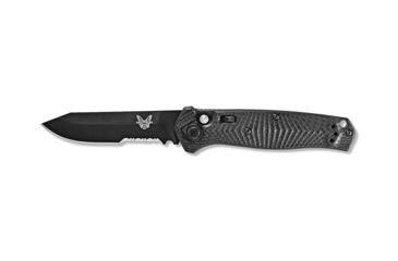Image of Benchmade Autocrat Automatic Folding Knife, 3.3in, Coated, Serrated, Reverse Tanto, G10 black handle, 8551SBK