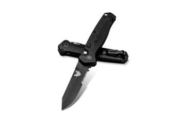 Image of Benchmade Autocrat Automatic Folding Knife, 3.3in, Coated, Serrated, Reverse Tanto, G10 black handle, 8551SBK