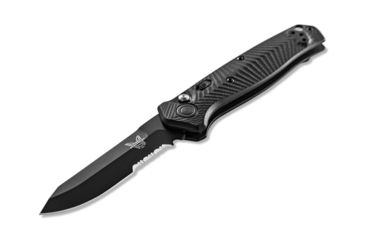 Image of Benchmade Autocrat Automatic Folding Knife, 3.3in, Coated, Serrated, Reverse Tanto, G10 black handle, 8551SBK