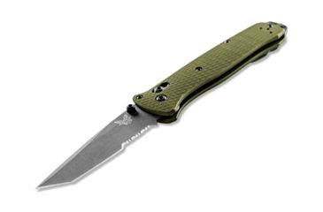 Image of Benchmade Bailout Folding Knife, 3.38 in, CPM-M4 Steel, Serrated Tanto Blade, 6061-T6 Aluminum, Woodland Green Handle, 537SGY-1