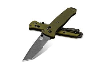 Image of Benchmade Bailout Folding Knife, 3.38 in, CPM-M4 Steel, Serrated Tanto Blade, 6061-T6 Aluminum, Woodland Green Handle, 537SGY-1