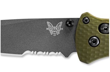 Image of Benchmade Bailout Folding Knife, 3.38 in, CPM-M4 Steel, Serrated Tanto Blade, 6061-T6 Aluminum, Woodland Green Handle, 537SGY-1