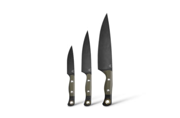 Image of Benchmade Cutlery 3 Piece Kitchen Knife Set, 4.3in, 6.16in, 8.04in, CPM-154 Stainless Steel, G10, Olive Drab Green/wBlack bolster, 4000BK-01