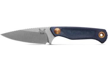 Image of Benchmade Dacian Fixed Blade Knife, 3.54in, Magnacut Stainless Steel, Spear-Point, Micarta, Blue Denim, Brown Sheath, 203-04