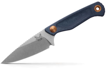 Image of Benchmade Dacian Fixed Blade Knife, 3.54in, Magnacut Stainless Steel, Spear-Point, Micarta, Blue Denim, Brown Sheath, 203-04