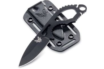 Image of Benchmade Follow Up Fixed Blade Knife, Plain Edge Coated Drop Point Blade, 2.6in, Skeletonized Stainless Steel Handle, 101BK