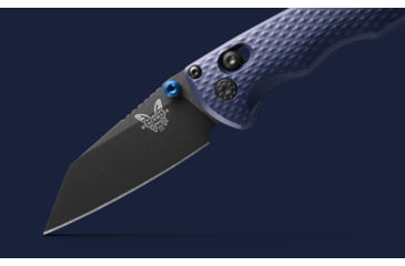 Image of Benchmade Full Immunity Folding Knife, 2.5in, CPM-M4 Cobalt Black Cerakote, Wharncliffe Blade, Crater Blue Aluminum Handle, 290BK