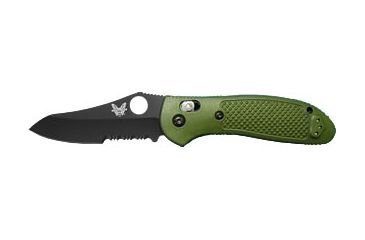 Image of Benchmade Griptilian Folding Knife, Plain Edge, BK Blade, Olive Drab Handle 550BKHGOD