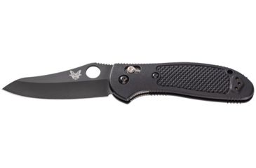 Image of Benchmade Griptilian Folding Knife, Plain Edge, Satin Blade, Black Handle 550HG