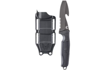 Image of Benchmade H2O Fixed Blade Knife, Serrated Black Blade, 3.5 in, N680 Stainless Steel Blade, Opposing Bevel Blade, Rubberized Overmold, Black, 112SBK-BLK