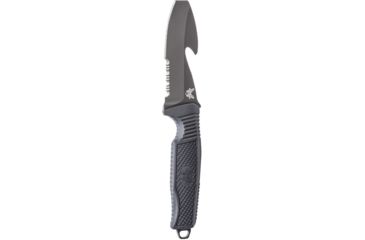 Image of Benchmade H2O Fixed Blade Knife, Serrated Black Blade, 3.5 in, N680 Stainless Steel Blade, Opposing Bevel Blade, Rubberized Overmold, Black, 112SBK-BLK