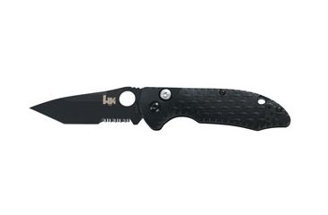 Image of Heckler &amp; Koch 14410/14411 Soldat Push Button Knife w/ Combo Edge BK Tanto Blade &amp; Black Handle 14410SBK