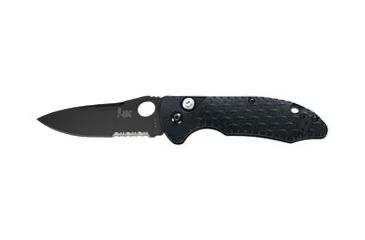 Image of Heckler &amp; Koch 14410/14411 Soldat Push Button Knife w/ Combo Edge BK Drop Point Blade &amp; Black Handle 14411SBK